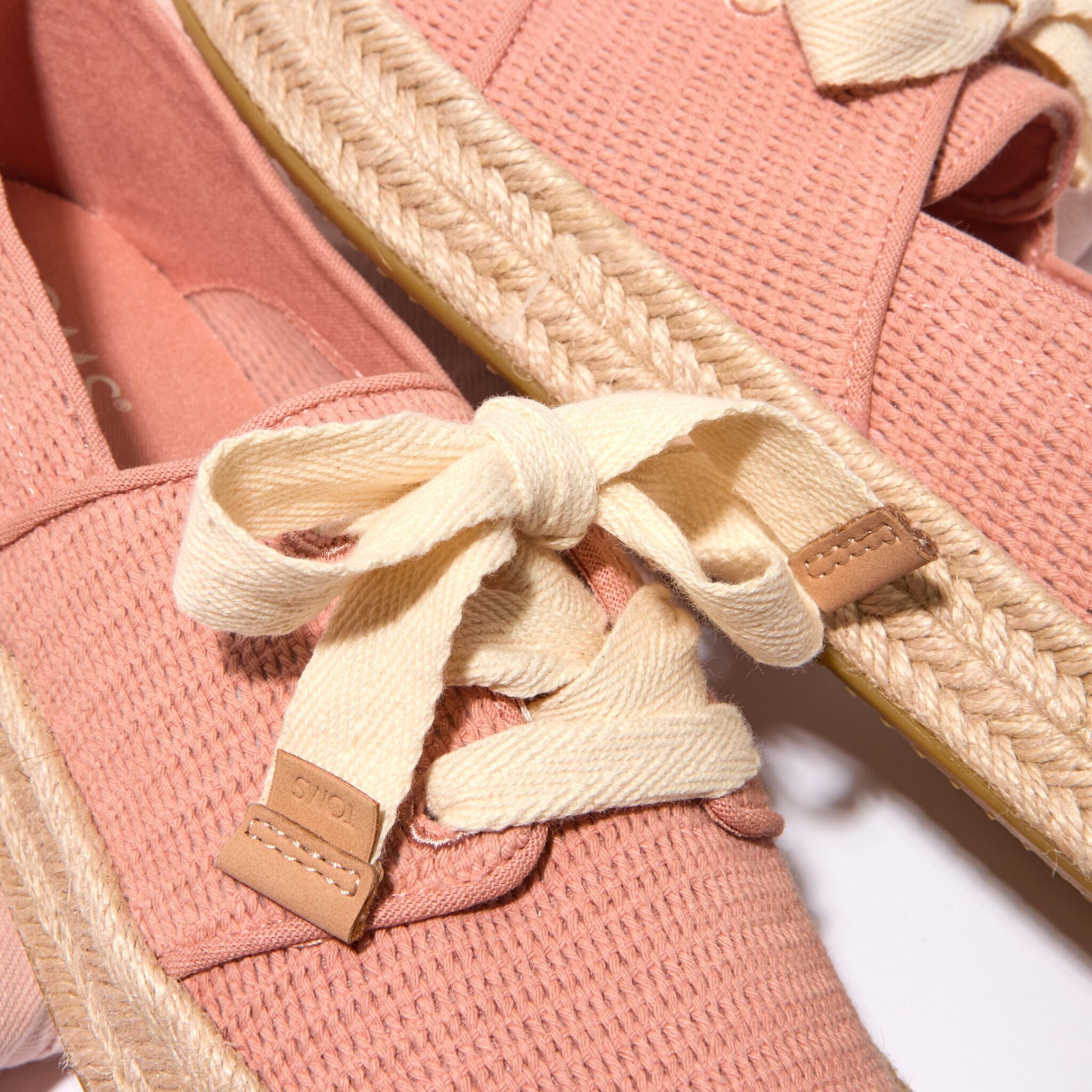 Up close detail image of the mesh bloom Carolina lace up espadrille