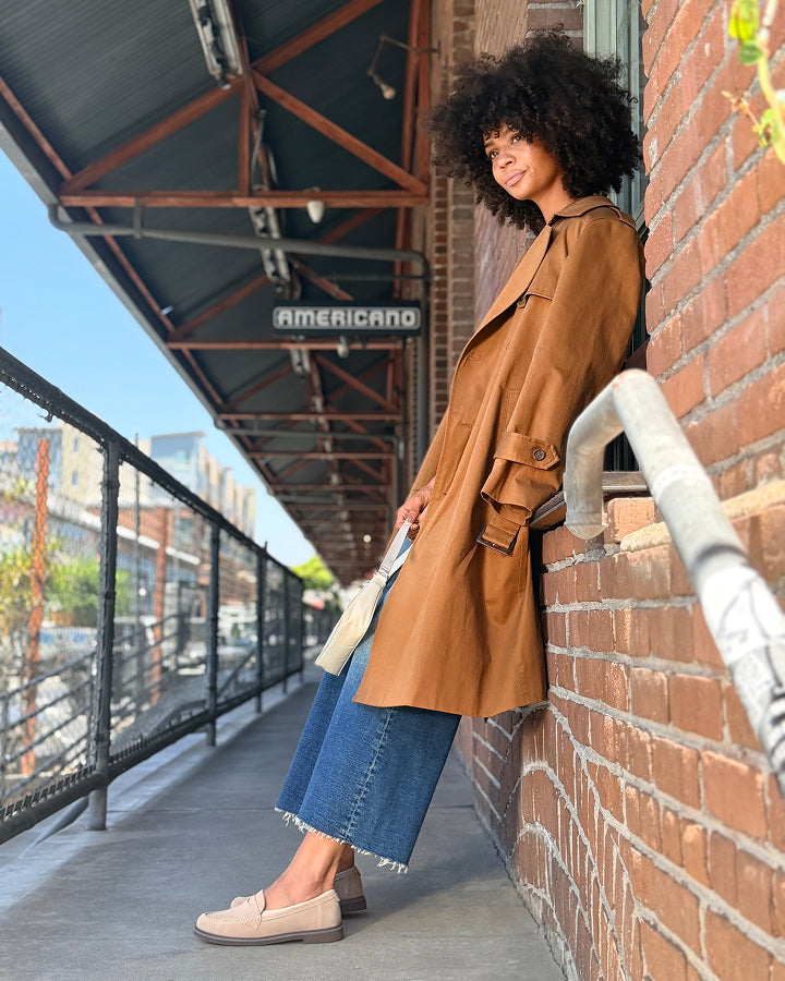 Women's Marie Loafer in Taupe Suede shown.