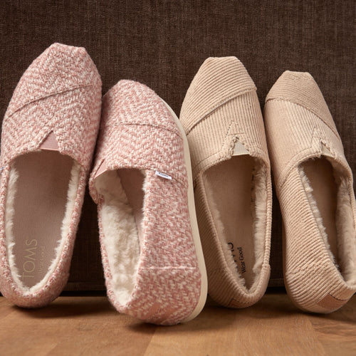 Laydown image of the Pale Rose Herringbone Faux Fur Womens Alpargata