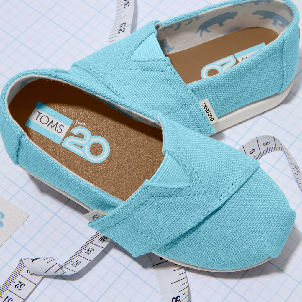 Laydown image of the Kids Cerulean Blue Alpargata